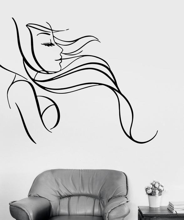 Wall Stickers Vinyl Decal Beautiful Sexy Woman Long Hair Salon Barbershop Unique Gift (ig619)