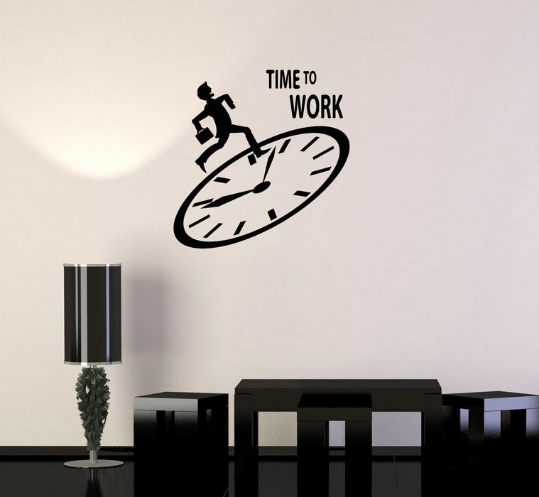 Vinyl Wall Decal Time To Work Motivation Office Employee Stickers Mural Unique Gift (ig3388)