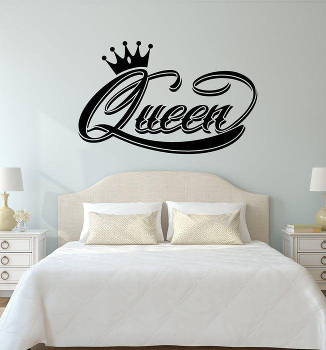 Vinyl Wall Decal Queen Word Crown Logo For Girls Women Stickers Unique Gift (2050ig)