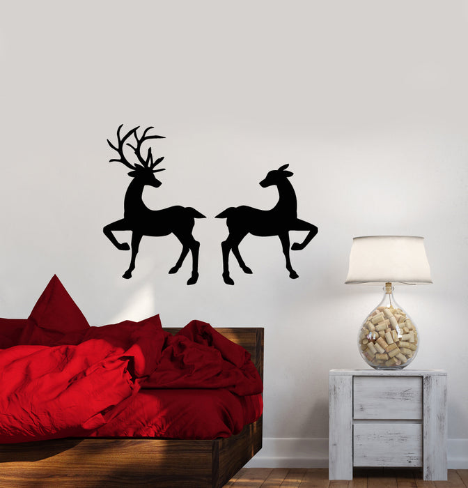 Vinyl Wall Decal Love Family Forest Animals Deer Stickers (3871ig)