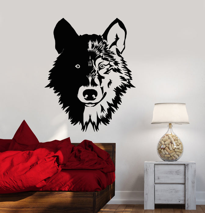 Vinyl Wall Decal Forest Beast Animal Lone Wolf Head Stickers (3290ig)