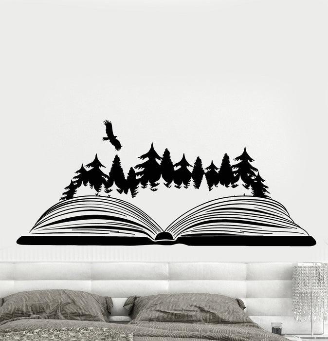 Vinyl Wall Decal Open Book Magic Forest Bird Nature Fairy Tale Stickers Unique Gift (1835ig)