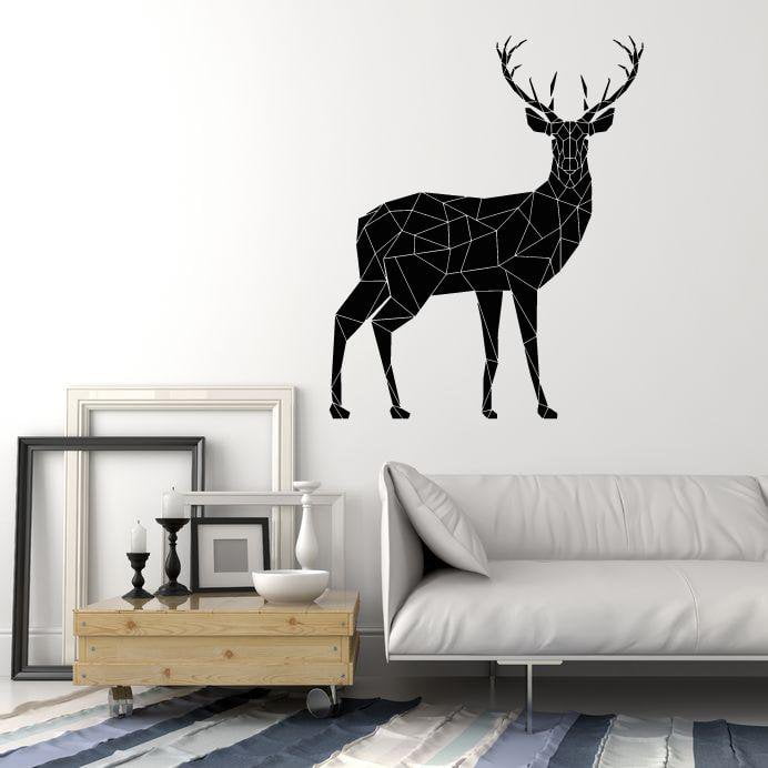 Виниловые наклейки на стену с изображением оленя, геометрические племенные лесные животные, полигональные наклейки (2531ig)
