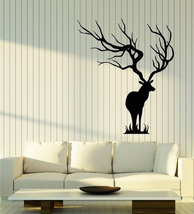 Виниловые наклейки на стену с изображением рогов животных племени оленей в лесу (2753ig)