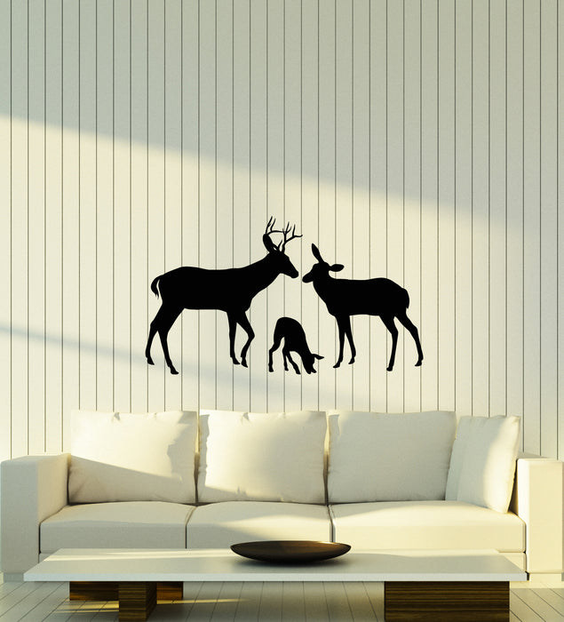 Vinyl Wall Decal Forest Deer Family Animals Nature Stickers (3536ig)