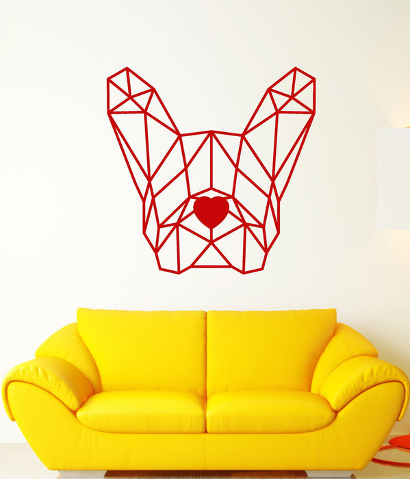 Vinyl Wall Decal Geometric Polygonal Dog French Bulldog Pet Stickers (2550ig)