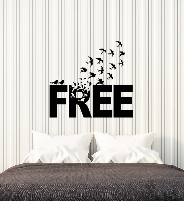 Vinyl Wall Decal Free Word Quote Flock Of Birds Motivational Inspiration Stickers (3827ig)