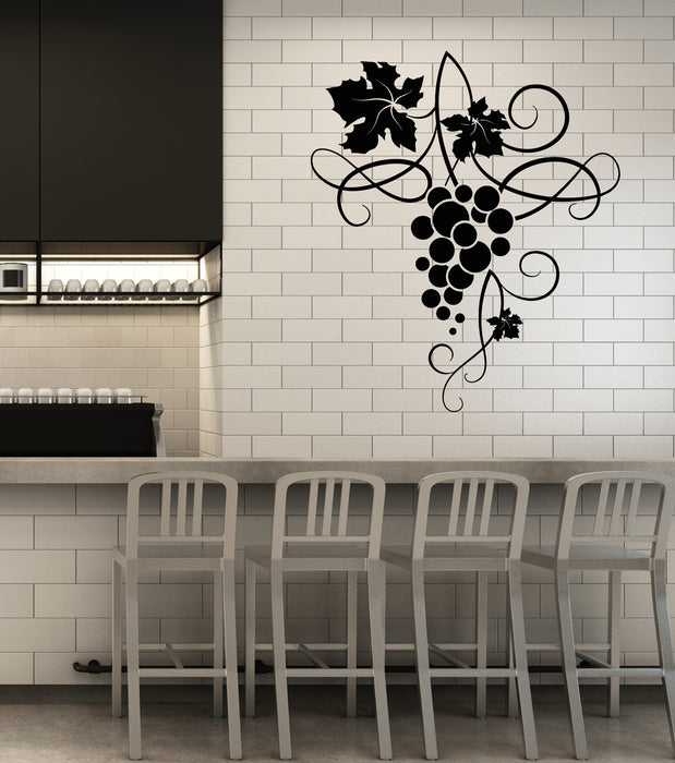 Vinyl Wall Decal Fruit Handful Of Grapes Wine Shop Stickers (3775ig)