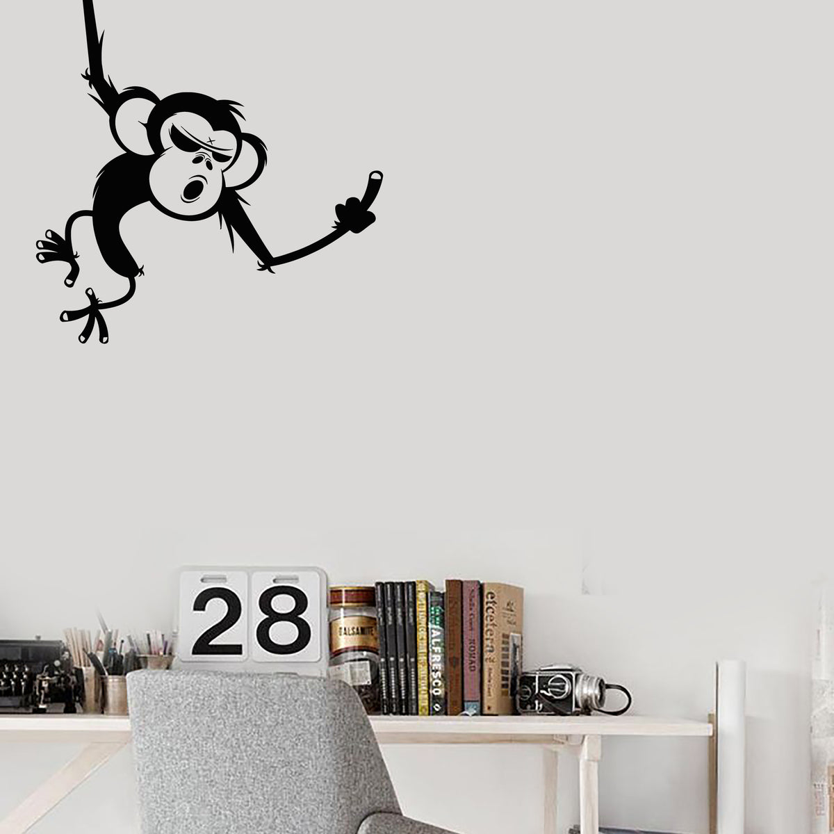 Vinyl Wall Decal Crazy Cartoon Monkey Animal Children's Decor
