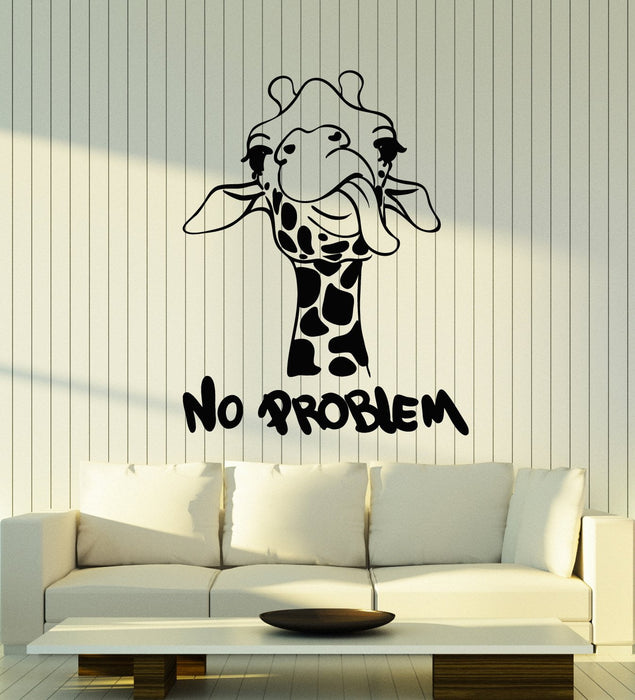 Vinyl Wall Decal Funny Quote No Problem Giraffe African Animal Stickers (2958ig)