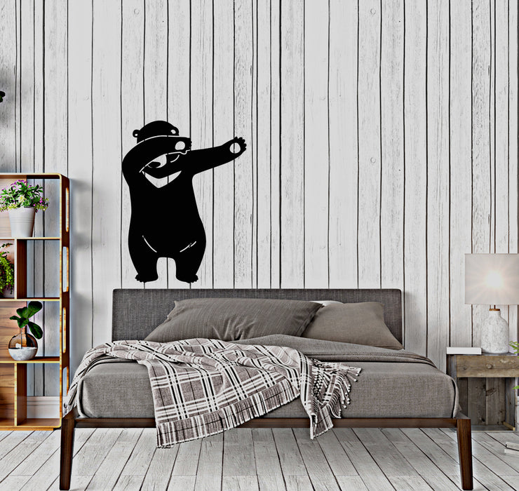 Vinyl Wall Decal Funny Dancing Bear Cartoon Teen Room Stickers (3627ig)