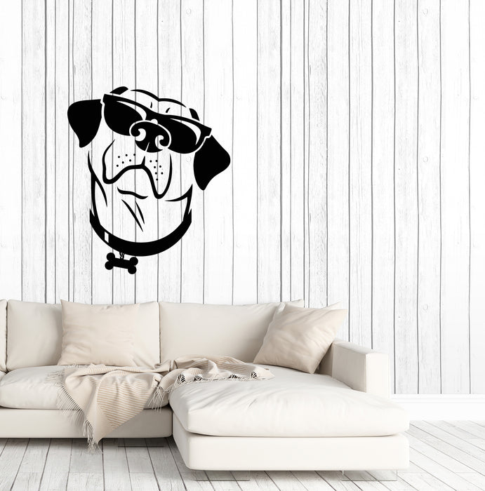 Autocollant mural en vinyle pour chambre d'enfant Motif chien drôle avec lunettes de soleil (3965ig) 