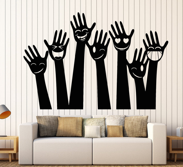 Vinyl Wall Decal Funny Smile Hands Fun Party Decor For Nursery Stickers Unique Gift (1184ig)