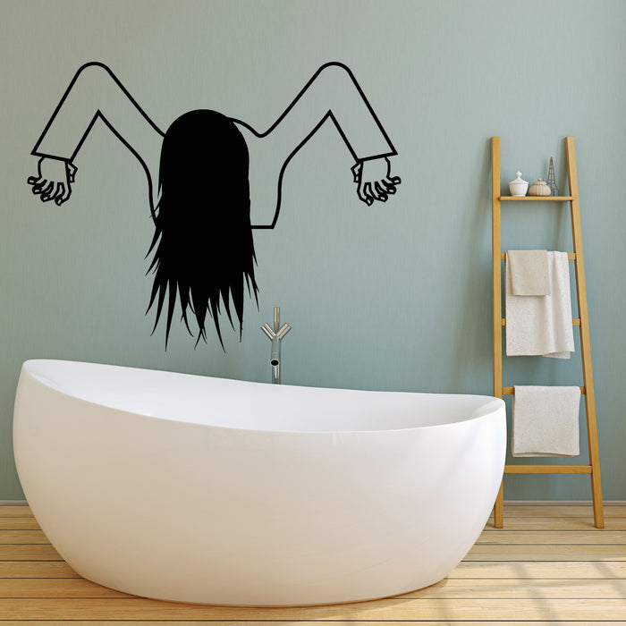 Vinyl Wall Decal Horror Movie Character Funny Halloween Girl For Bathroom Stickers (2689ig)