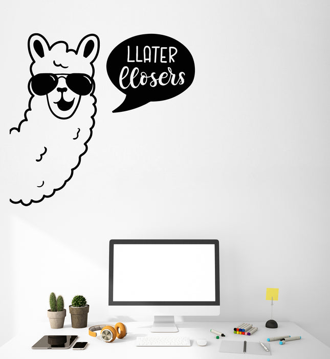 Vinyl Wall Decal Funny Llama Sunglasses Words Later Loser Stickers (3519ig)