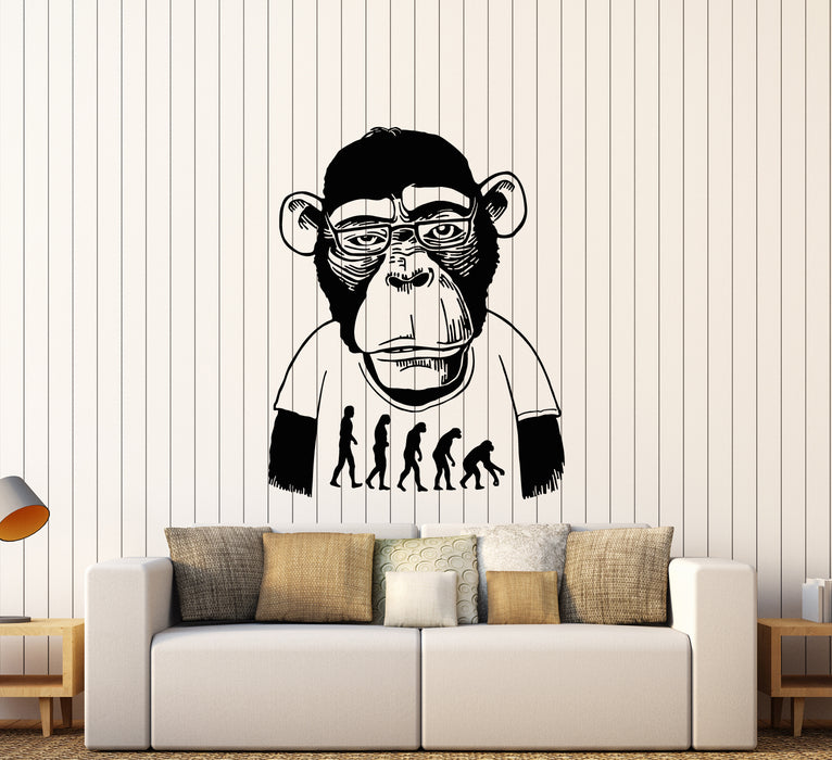 Vinyl Wall Decal Monkey Professor Bespectacled Funny Animal Stickers (3279ig)