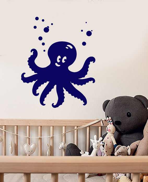 Vinyl Wall Decal Cartoon Funny Octopus Nursery Decor Stickers (3930ig)