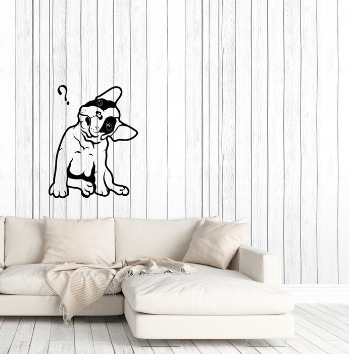 Vinyl Wall Decal French Bulldog Cute Puppy Pet Question Mark Stickers (3946ig)