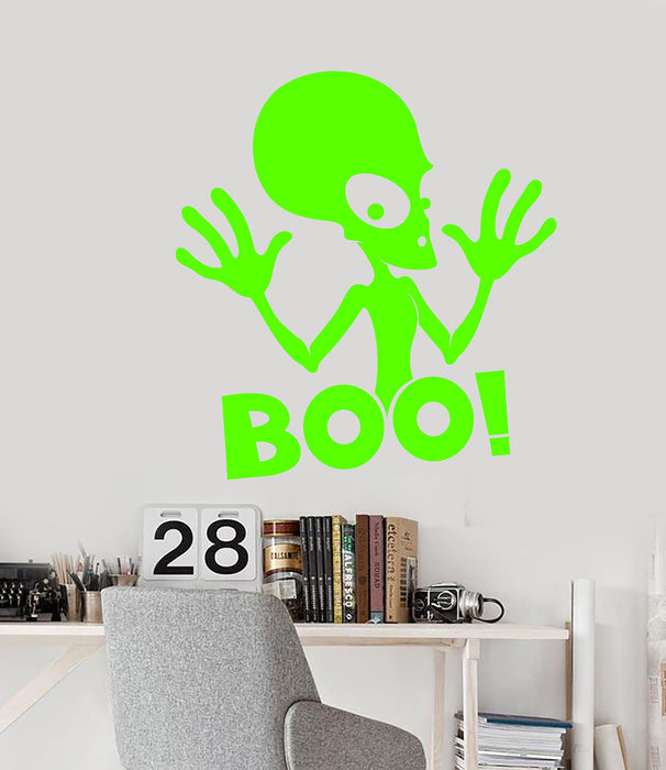 Vinyl Wall Decal Cartoon Funny Alien UFO Boo Space Stickers (2762ig)