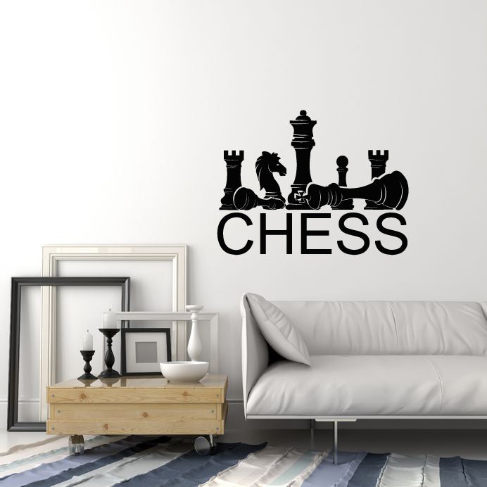 Vinyl Wall Decal Chess Piece Intellectual Game Logo Black and White Stickers (4236ig)
