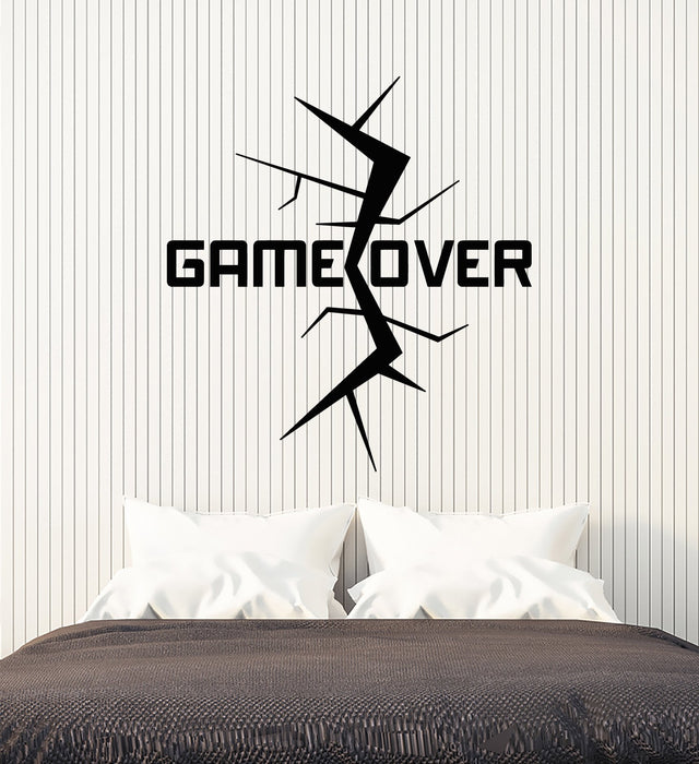 Vinyl Wall Decal Video Game Over Crack Gamer Room Words Stickers (2936ig)