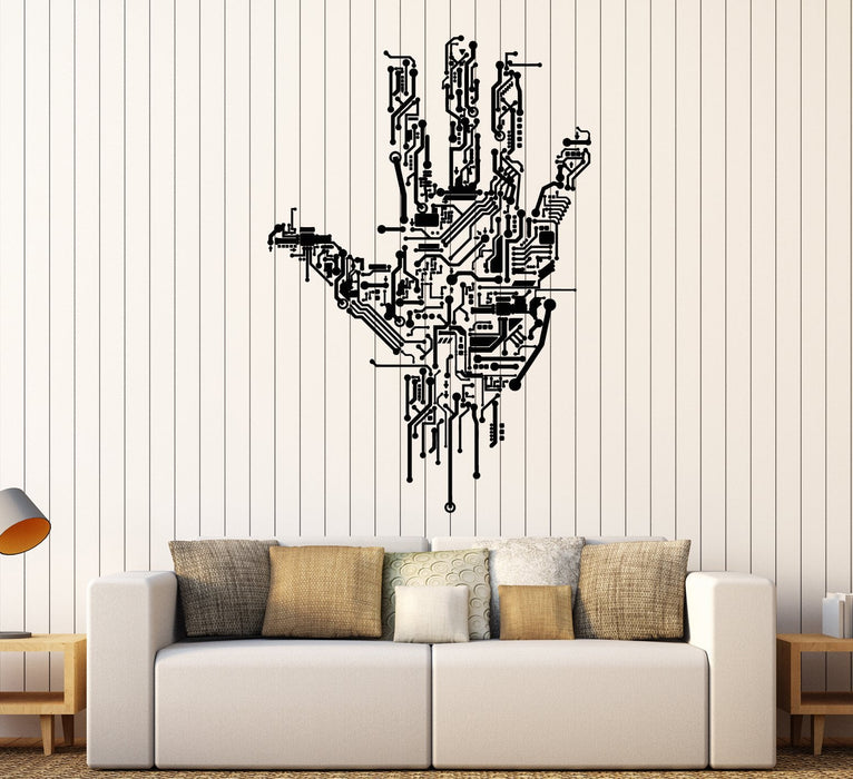 Vinyl Wall Decal Hand Chip Computer Gamer Programmer Imprint Stickers Unique Gift (1829ig)