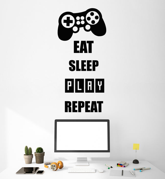 Vinyl Wall Decal Stickers Quote Words Eat Sleep Play Repeat Inspiring Letters 3355ig (10.5 in x 22.5 in)