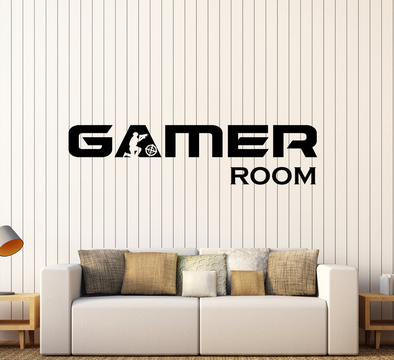 Autocollant mural en vinyle avec logo de salle de jeu vidéo, autocollants de soldat (3426ig)
