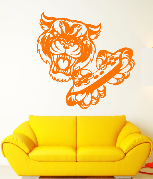 Vinyl Wall Decal Tiger Head Gamer Joystick Video Game Stickers Unique Gift (1669ig)