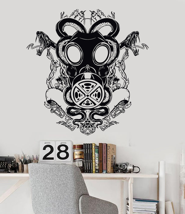 Vinyl Wall Decal Gas Mask Snake Cool Teen Room Decor Stickers Mural Unique Gift (026ig)