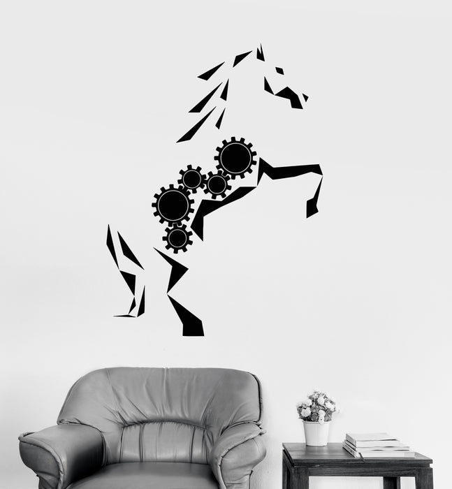 Vinyl Wall Decal Mechanical Gear Abstract Horse Art Animal Stickers Unique Gift (1655ig)