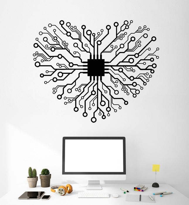Heart Engineer Sticker Vinyl Wall Decal Chip Heart Geek Engineer Decor Stickers Murals Unique ...