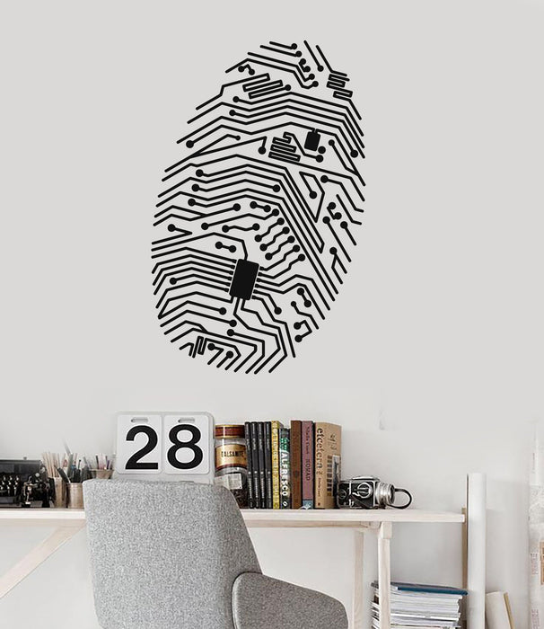 Vinyl Wall Decal Fingerprint Chip Computer Geek Security IT Stickers Unique Gift (086ig)