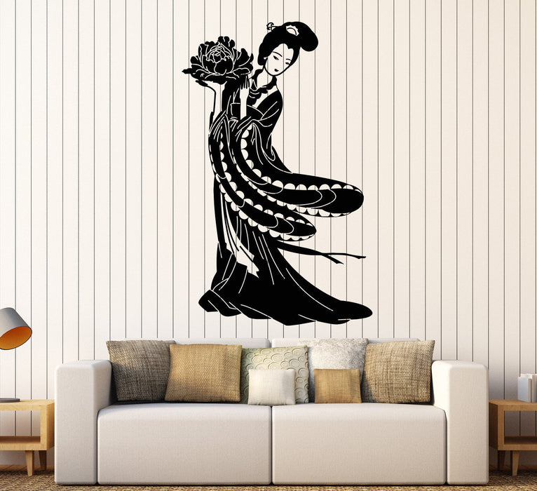 Vinyl Wall Decal Geisha Beautiful Japanese Girl Art Asian Style Stickers Unique Gift (1385ig)