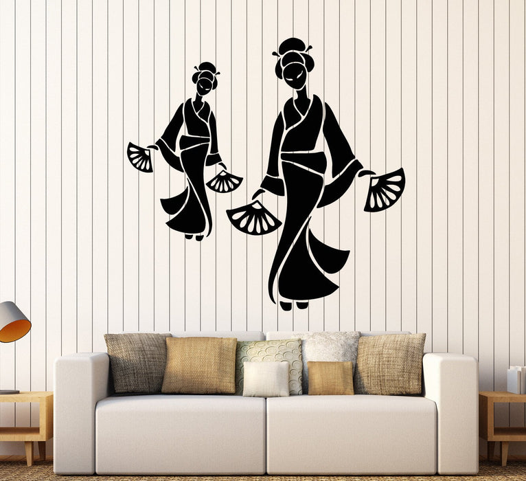 Vinyl Wall Decal Geisha Asian Art Decor Oriental  Woman Stickers Unique Gift (ig3732)