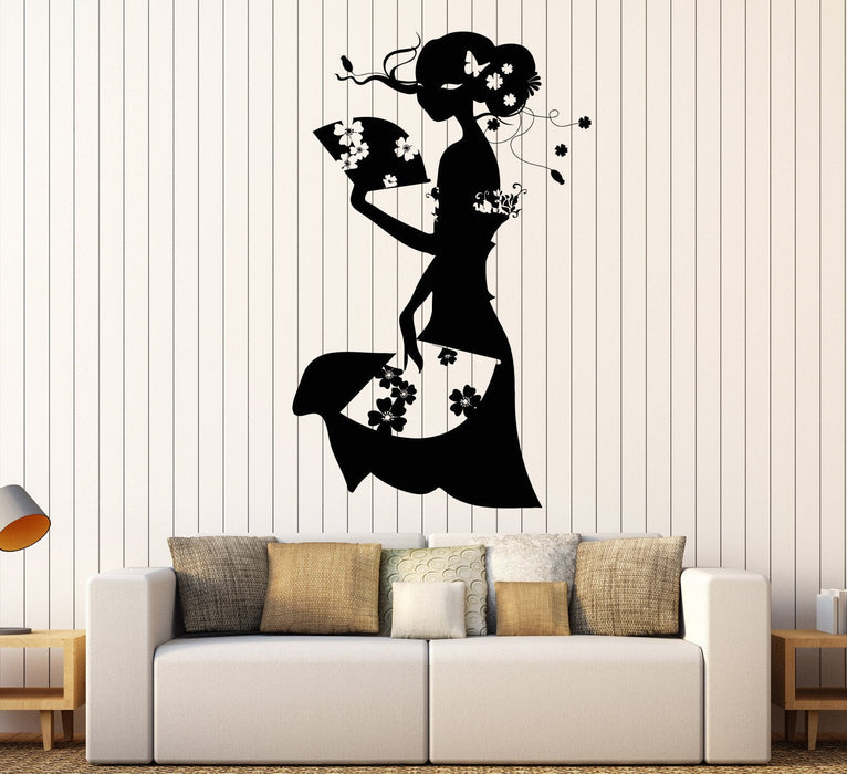 Autocollant mural en vinyle Demon Geisha Femme japonaise Fan Stickers Cadeau unique (861ig)