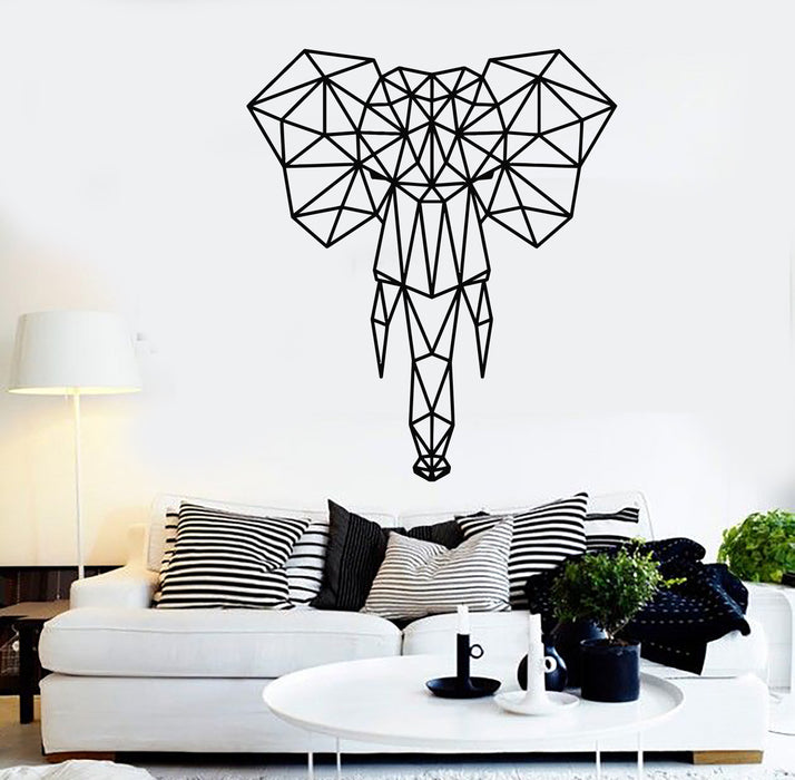 Vinyl Wall Decal Abstract Geometric African Animal Elephant Head Stickers Unique Gift (2064ig)