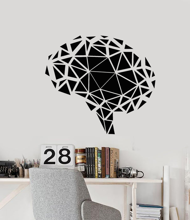 Vinyl Wall Decal Geometric Polygonal Brain Mind Stickers (3526ig)