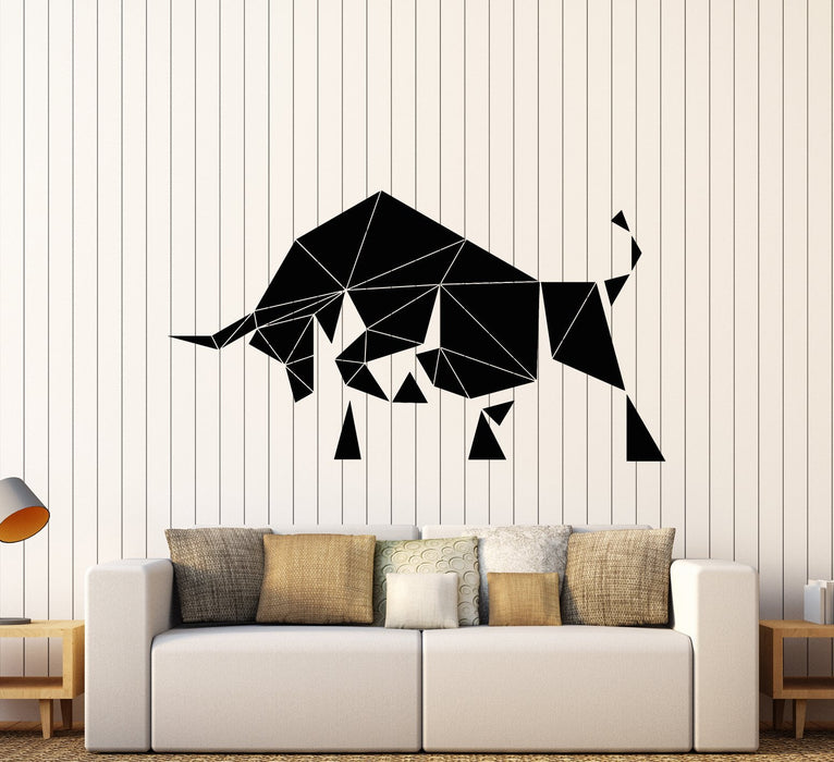 Vinyl Wall Decal Geometric Abstract Bull Animal Polygonal Stickers (2527ig)