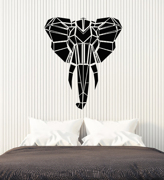 Vinyl Wall Decal Abstract Geometric Elephant Head Polygon African Animal Wildlife Stickers (4259ig)