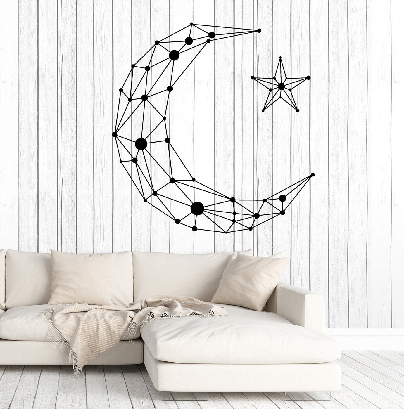 Vinyl Wall Decal Geometric Moon Star Art Decor Room Decoration Sticker ...