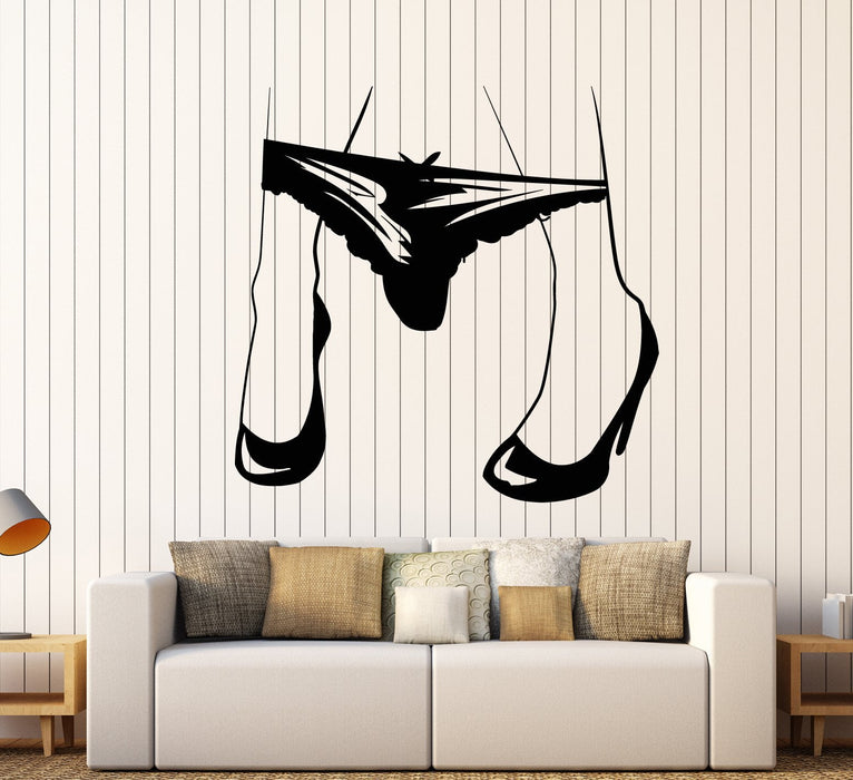 Vinyl Wall Decal Sexy Hot Girl Legs Thong Get Naked Underwear Stickers (2179ig)