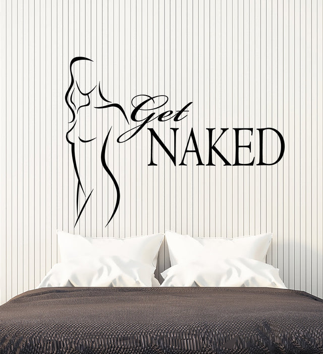 Vinyl Wall Decal Nude Girl Body Get Naked Quote Words For Bathroom Stickers (2862ig)