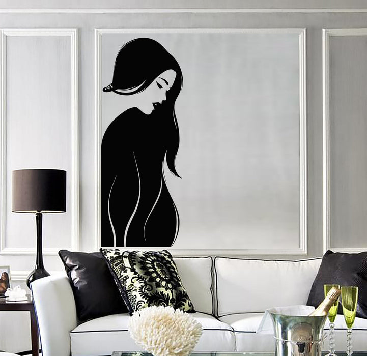 Виниловая наклейка на стену салон красоты женщина длинные волосы парикмахерская наклейки уникальный подарок (358ig)