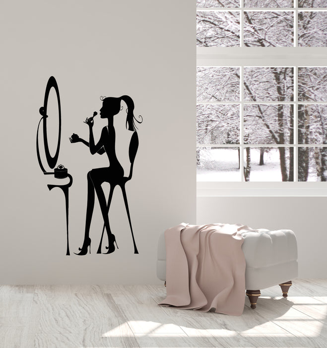 Vinyl Wall Decal Girl Room Decor Beauty Salon Dressing Table Stickers (3916ig)
