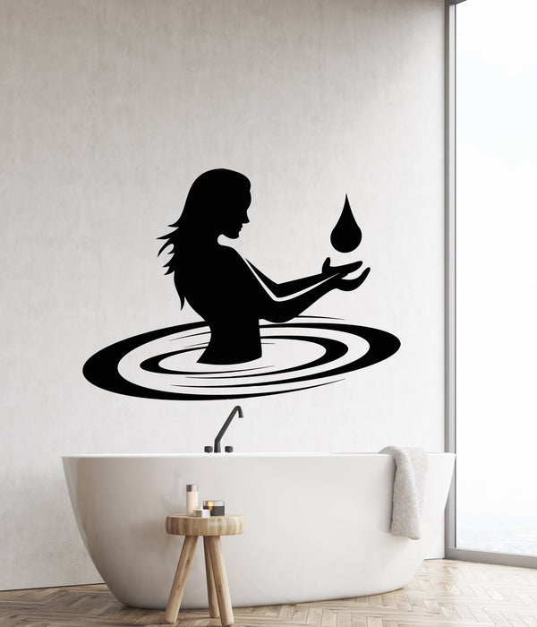 Autocollant mural en vinyle pour salle de bain, décoration de salle de bain, autocollants en forme de goutte d'eau pour fille nue (2822ig)