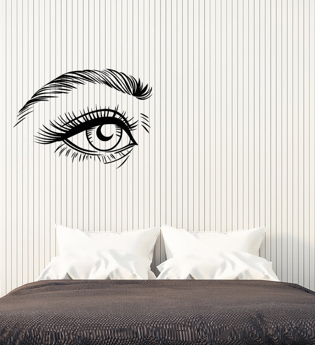 Autocollant mural en vinyle abstrait pour fille, yeux, cils, sourcils (3648ig)