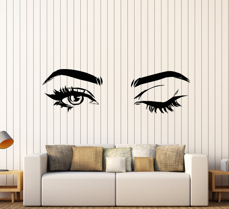 Виниловые наклейки на стену Красивые девушки Глаза Ресницы Макияж Наклейки (3383ig)