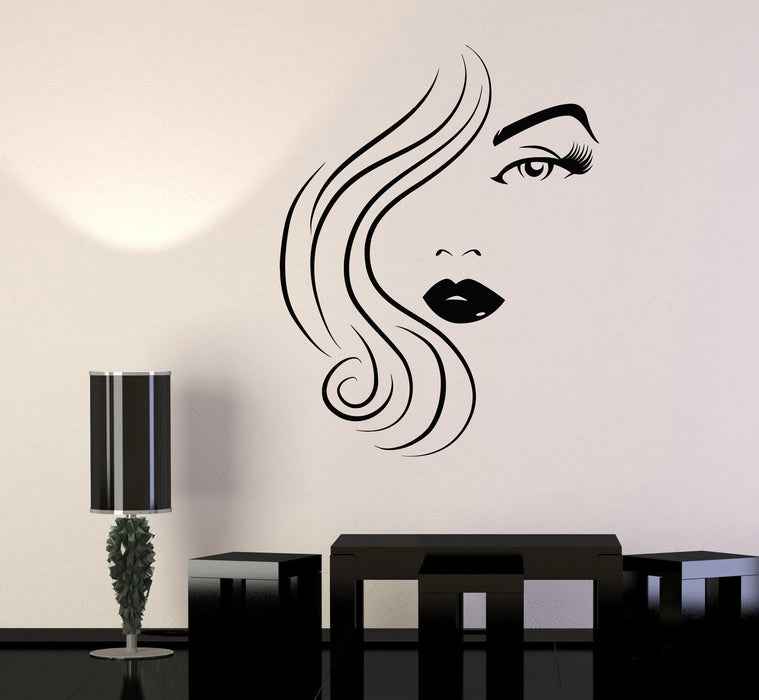 Vinyl Wall Decal Beauty Hair Salon Woman Model Sexy Girl Eye Lips Stickers Unique Gift (1486ig)