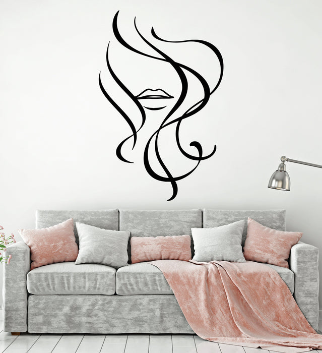 Vinyl Wall Decal Girl Beauty Hair Salon Hairstyle Lips Stickers Unique Gift (1603ig)